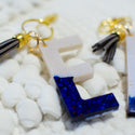 Letter Keychain - White & Blue