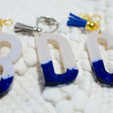 Letter Keychain - White & Blue