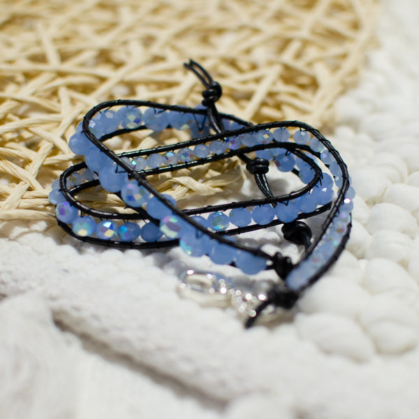 Sparkle Blue & Black Wrap Bracelet