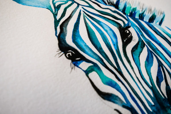 Blue Zebra - Original Watercolor
