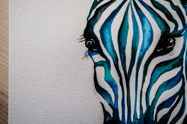 Blue Zebra - Original Watercolor
