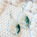 White & Teal Glitter Earrings