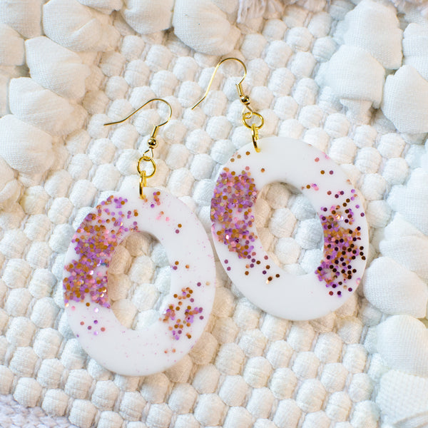 White, Pink, & Gold Earrings