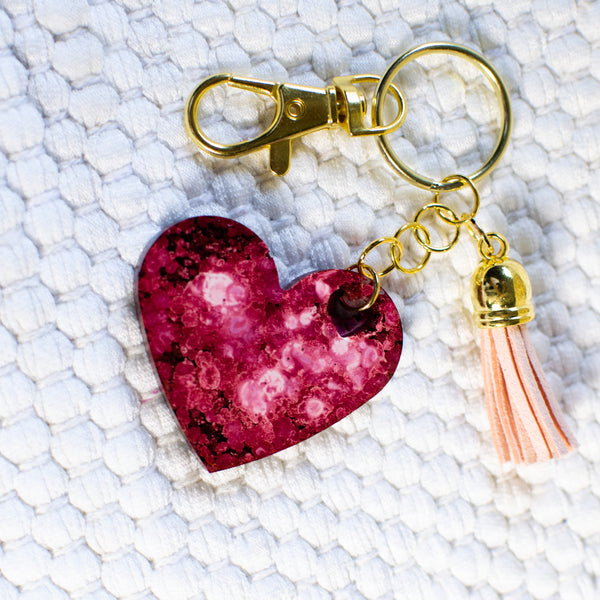 Rosewood Heart Keychain