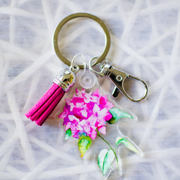 Pink Hydrangea Keychain