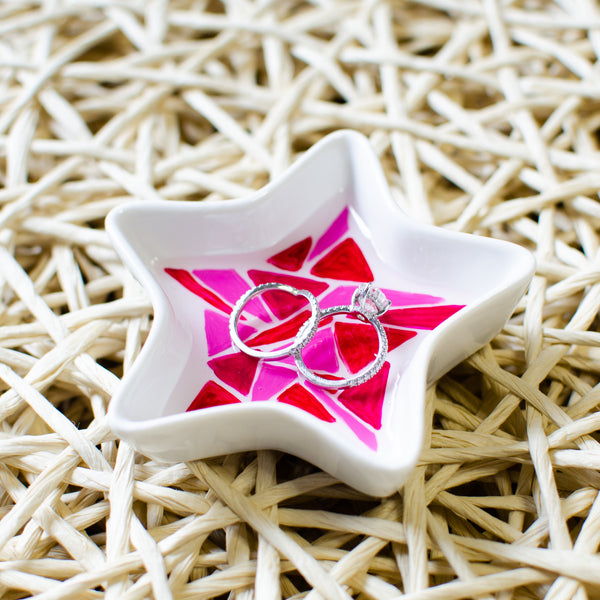 Red & Pink Ceramic Jewelry Dish