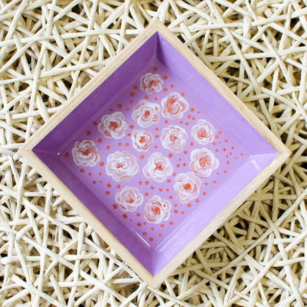 Purple & Rose Gold Wooden Tray