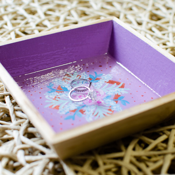 Blue & Rose Gold Bouquet Wooden Tray