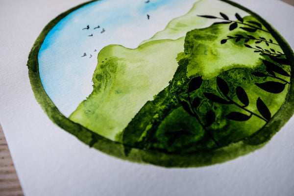 Green Mountains- Original Watercolor