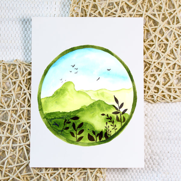 Green Mountains- Original Watercolor