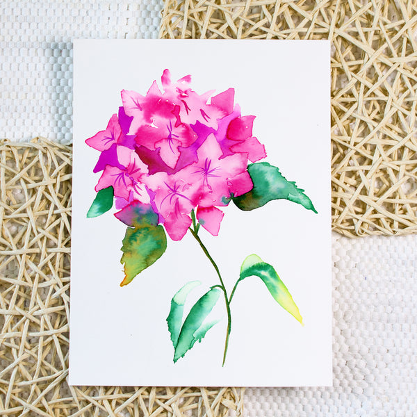 Pink Hydrangea - Original Watercolor